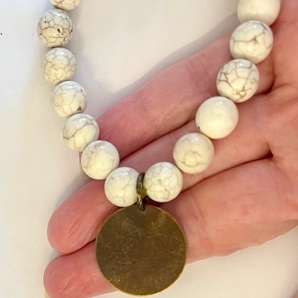 Gemstone bead elastic bracelet w/ A initial charm jewelry - Picture 11 of 16